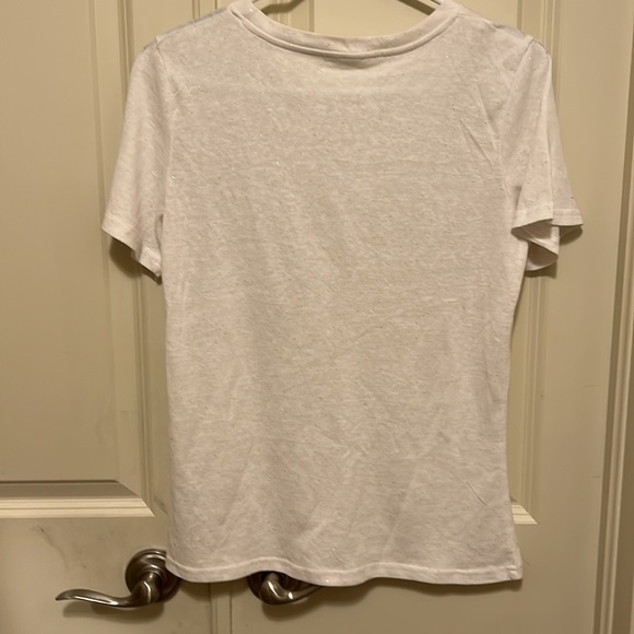 ANSHUNZI White Sparkly T-Shirt with “LADY” Sewed in with Pearls, Diamonds etc. - Picture 5 of 6